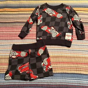 Disney Pixar Cars 2pc Outfit Set‎ Sweatshirt Shorts Lightning McQueen 18M